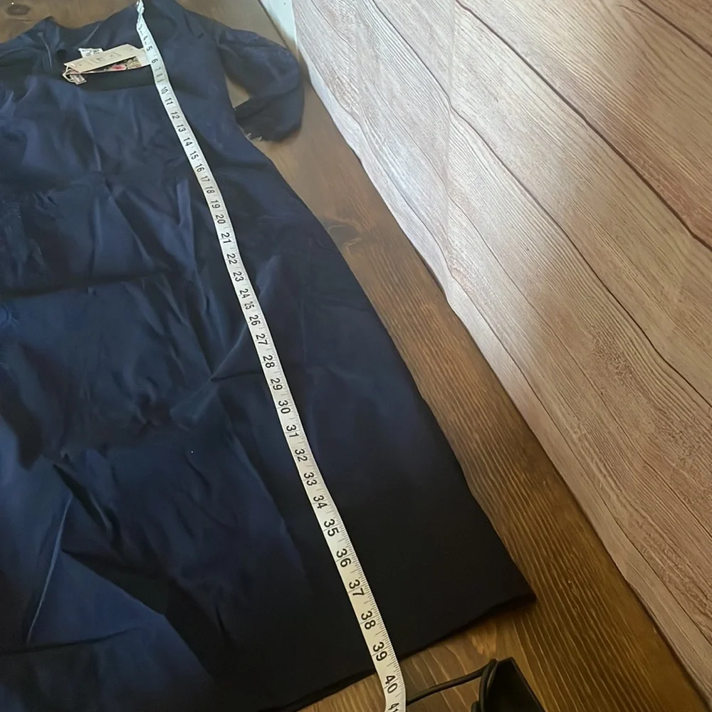 Missmay Retro Gorgeous City Stretchy Navy Blue Lace Bodycon Dress size medium* - Picture 11 of 15